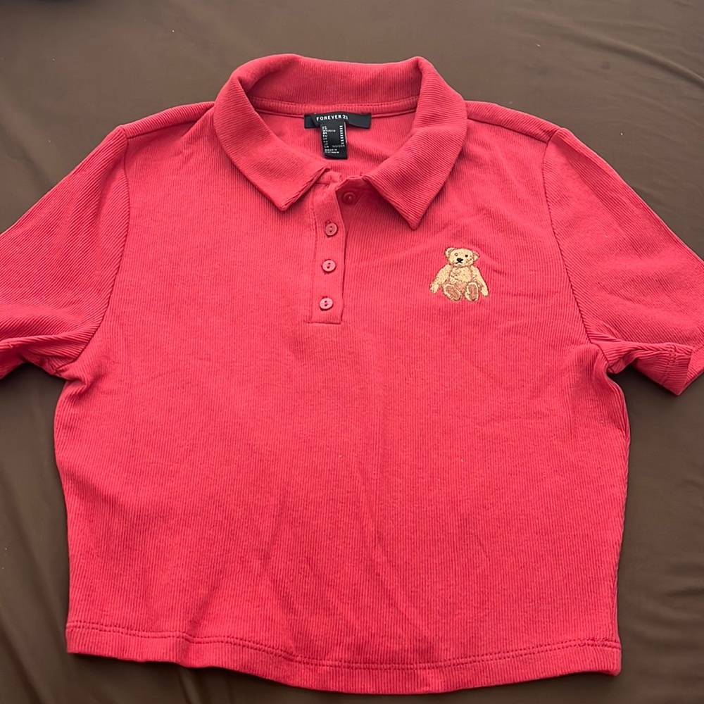 Forever 21 Ribbed Crop Top With Collar